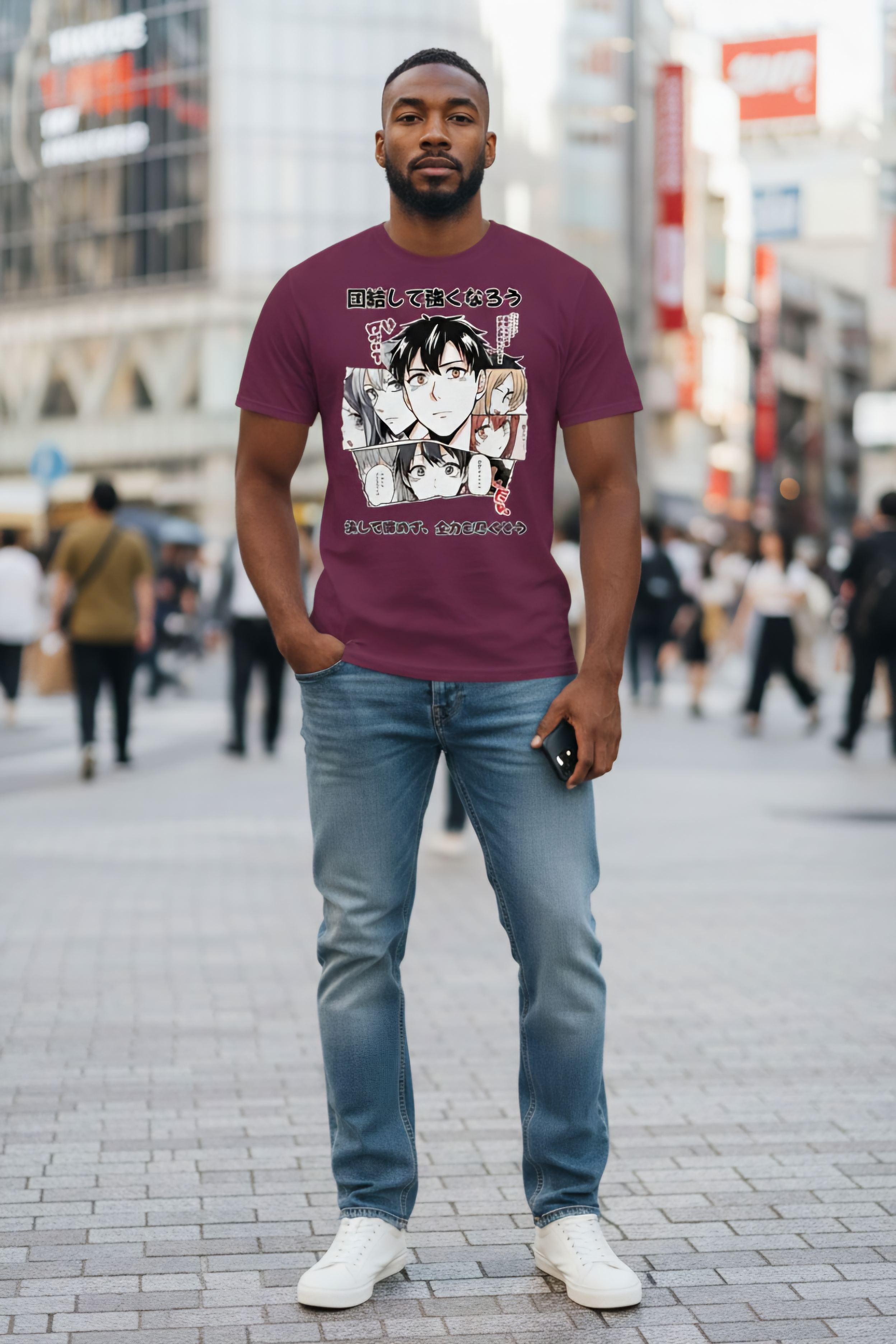 Herren- und Damen-Unisex-Shirt von Banpuku mit Sakura-Design, bequemes Premium-Shirt aus weichem Stoff.