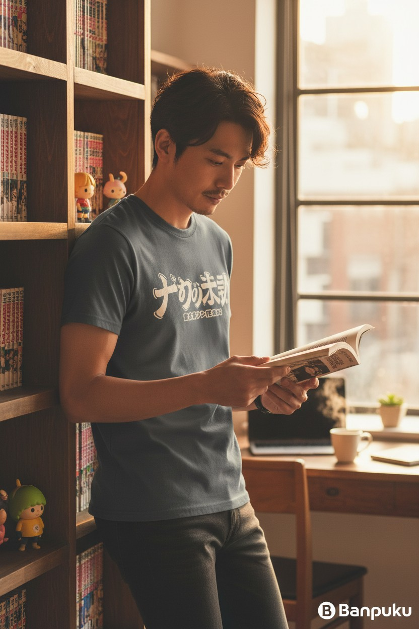 Unisex-Shirt von Banpuku, Junsui Premium Shirt in neutralem Design, sichtbar im Bild.