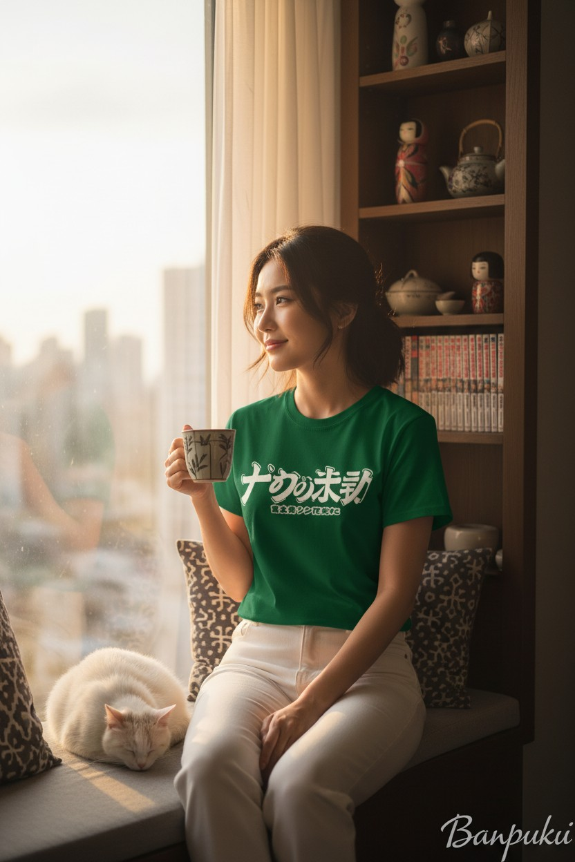 Unisex-Shirt von Banpuku, Junsui Premium, aus weichem Stoff, in neutraler Farbe, mit schlichtem Design und angenehlem Tragekomfort.