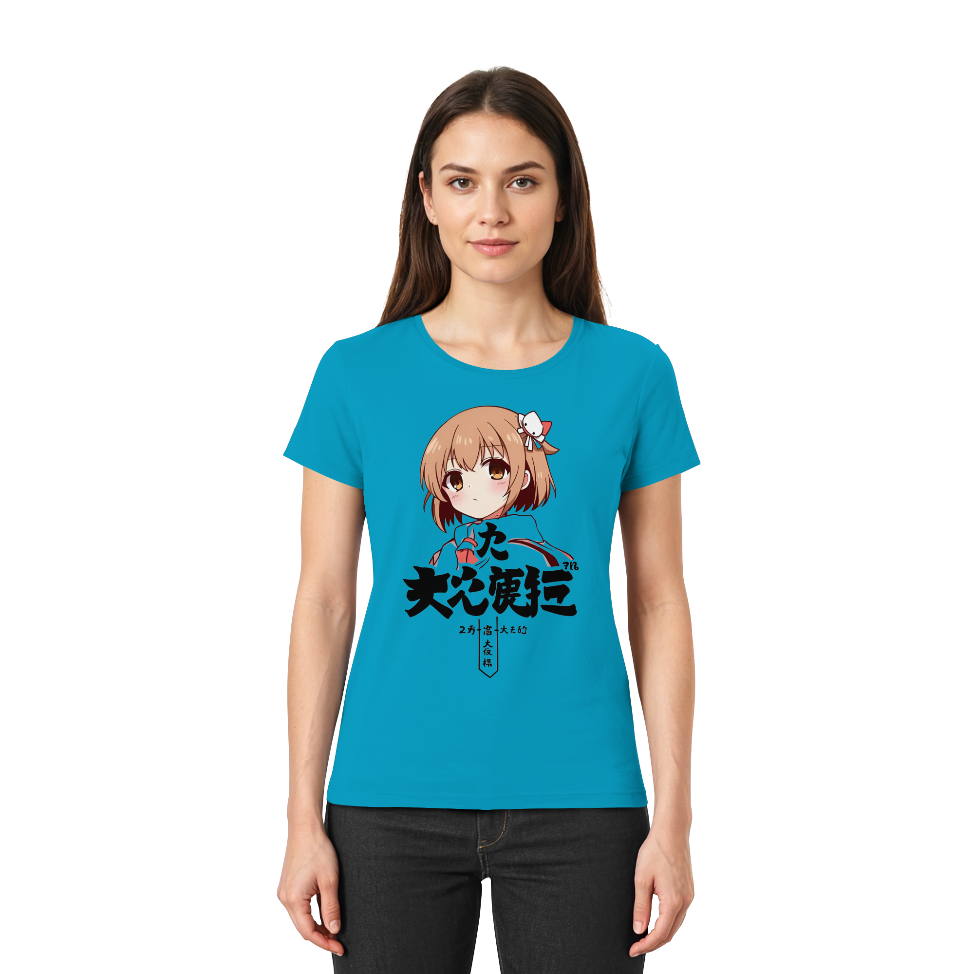 Herren- oder Damen-Poloshirt von Banpuku, hellblau, vorne, weiches Stoff, elegantes Design, Damen Premium Shirt Mara, Frontansicht