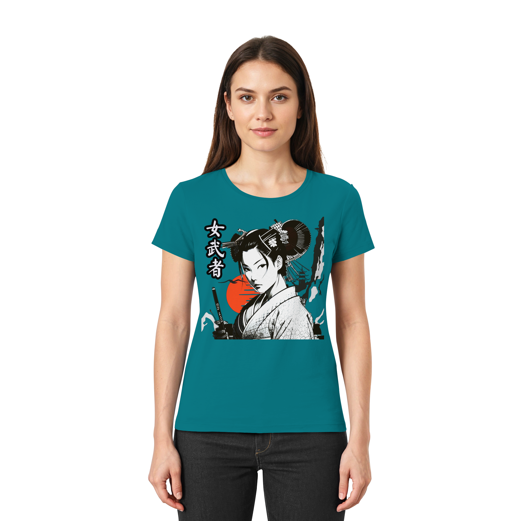 Damen-Poloshirt von Banpuku, klassisches Design in Blau, Vorderansicht, hochwertiges Damen-Shirt für stilbewusste Frauen