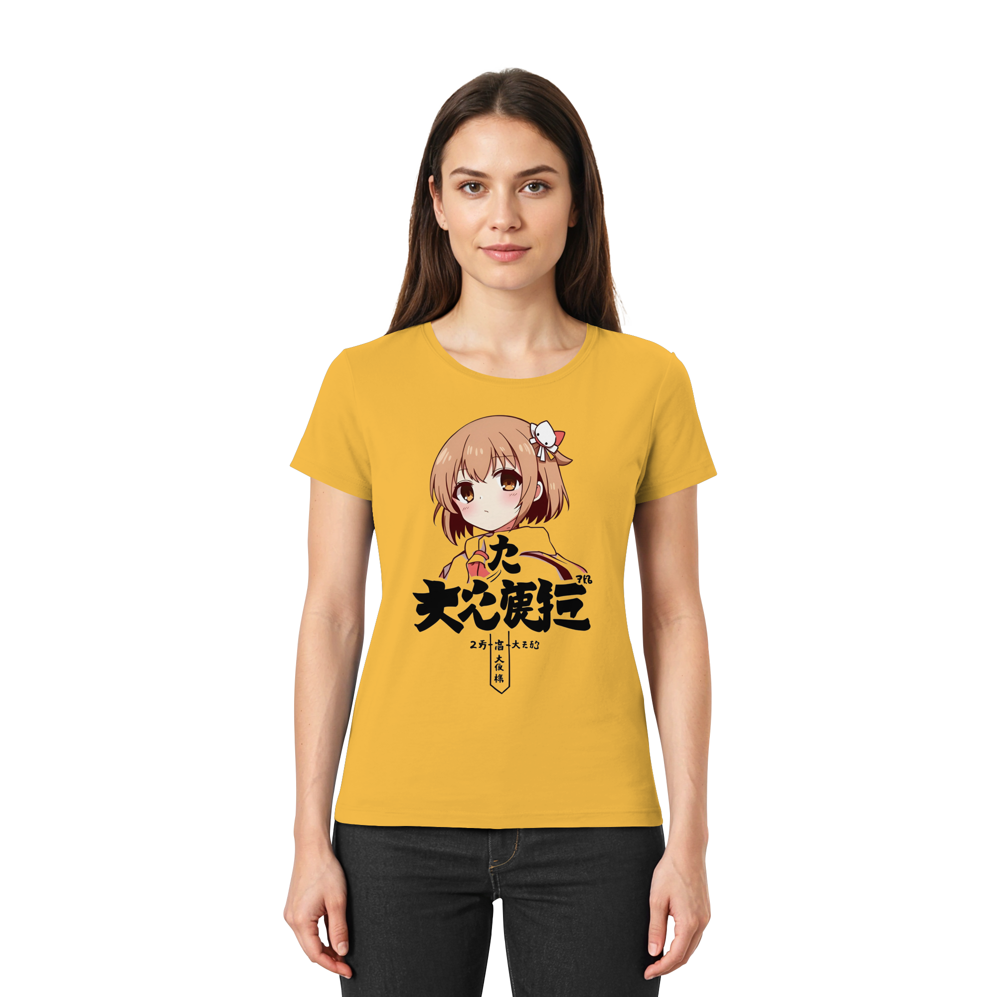 Goldene Damen Premium Bluse von Banpuku, vorne sichtbar, elegante Lady-Shirt für Damen.