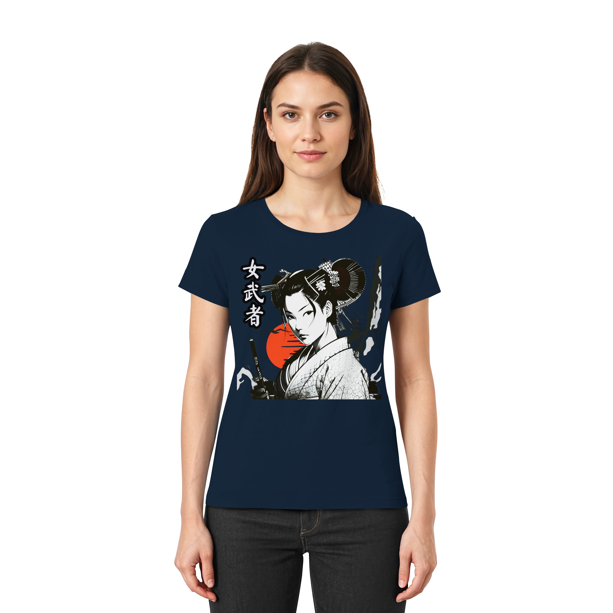 Navyfarbenes Damen-Premium-Shirt von Banpuku, vorneansicht, bequemes Lady-Shirt aus hochwertigem Material.