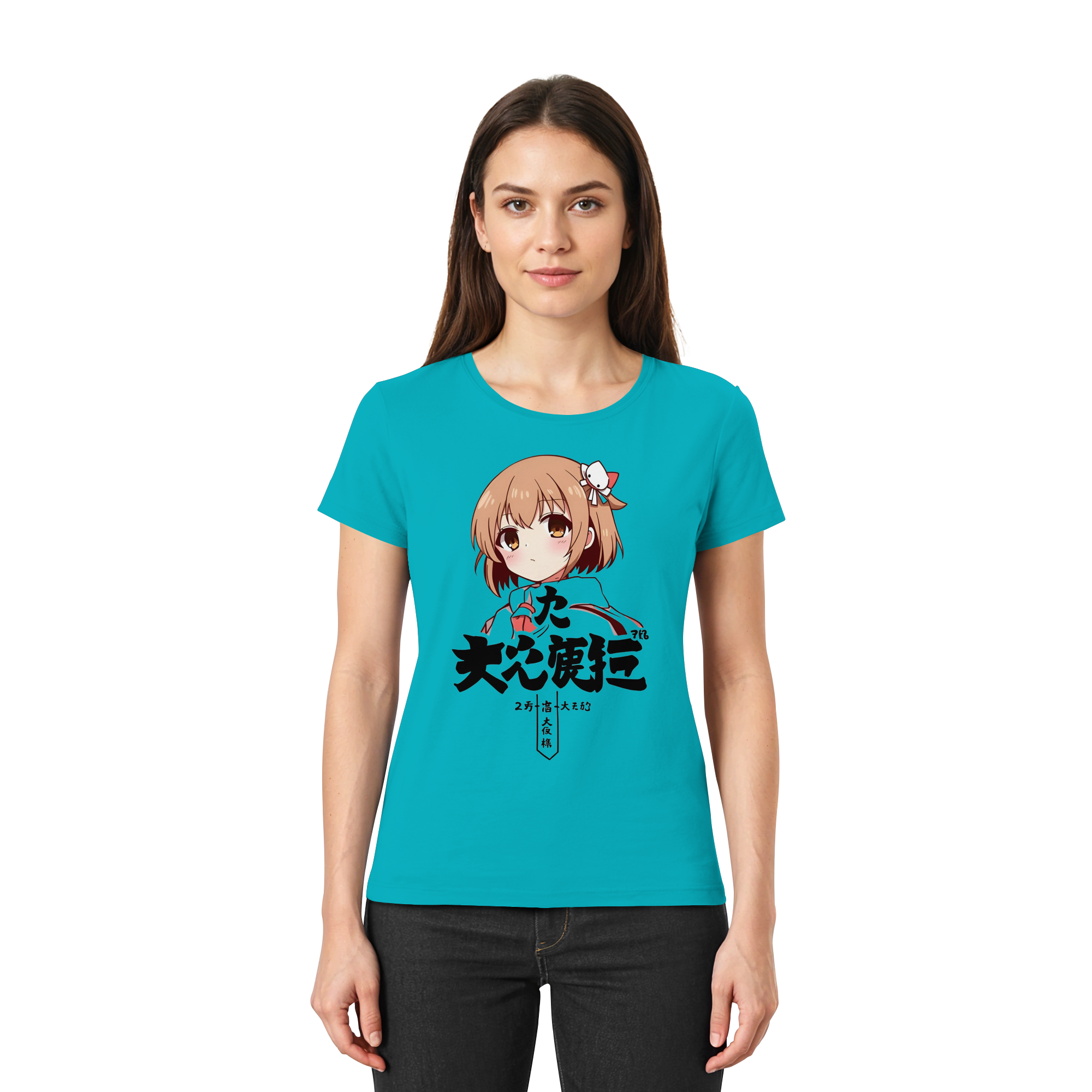 Mara Damen Premium-Shirt von Banpuku, vorne sichtbar, in einer Schwimmbad-Umgebung, weiches Material, stilvoller Damen-Lady-Shirt.
