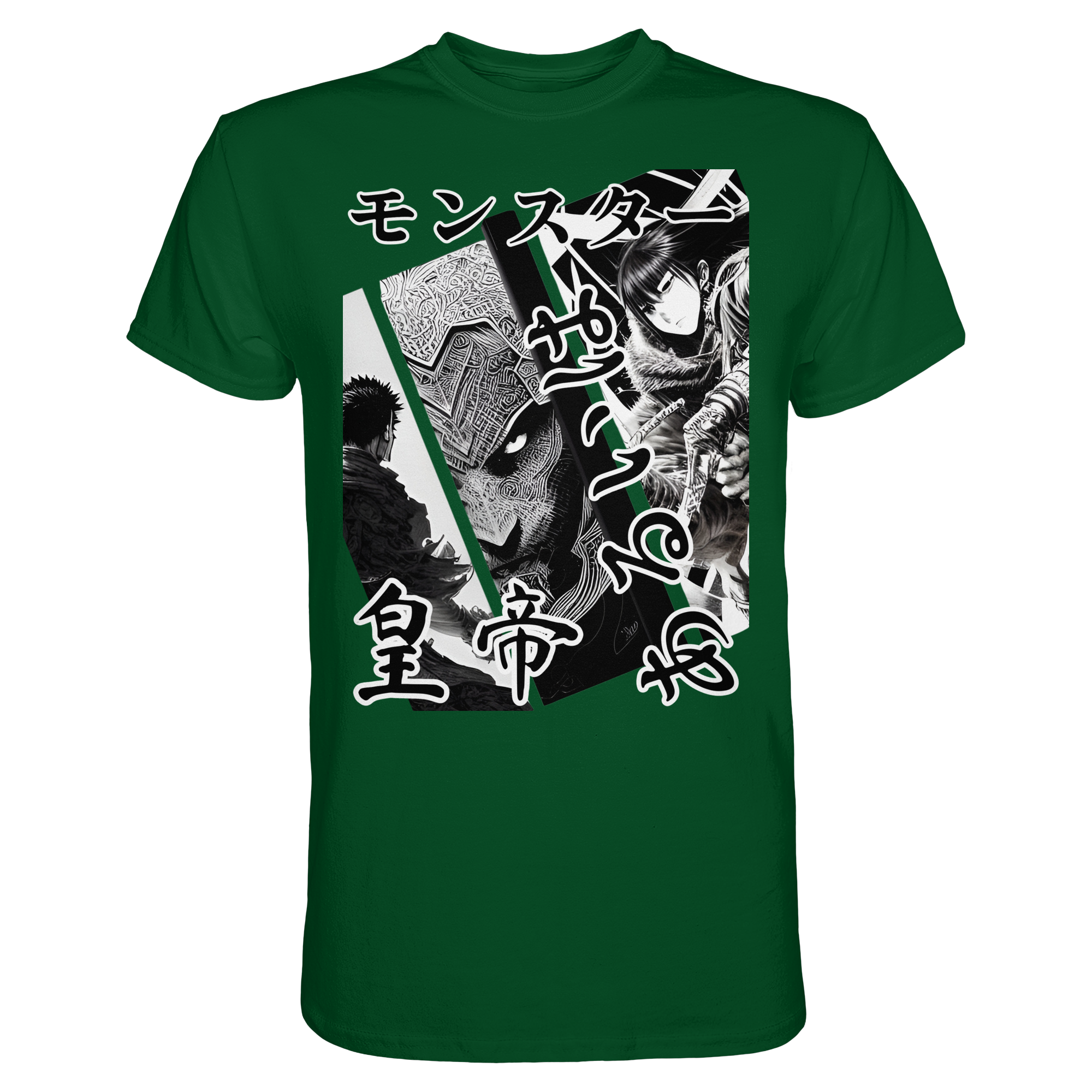Herren- und Damen-Unisex-T-Shirt von Banpuku, Premium-Tenno in Flaschengrün, vorderes Bild, bequemer Schnitt, weiche Baumwolle