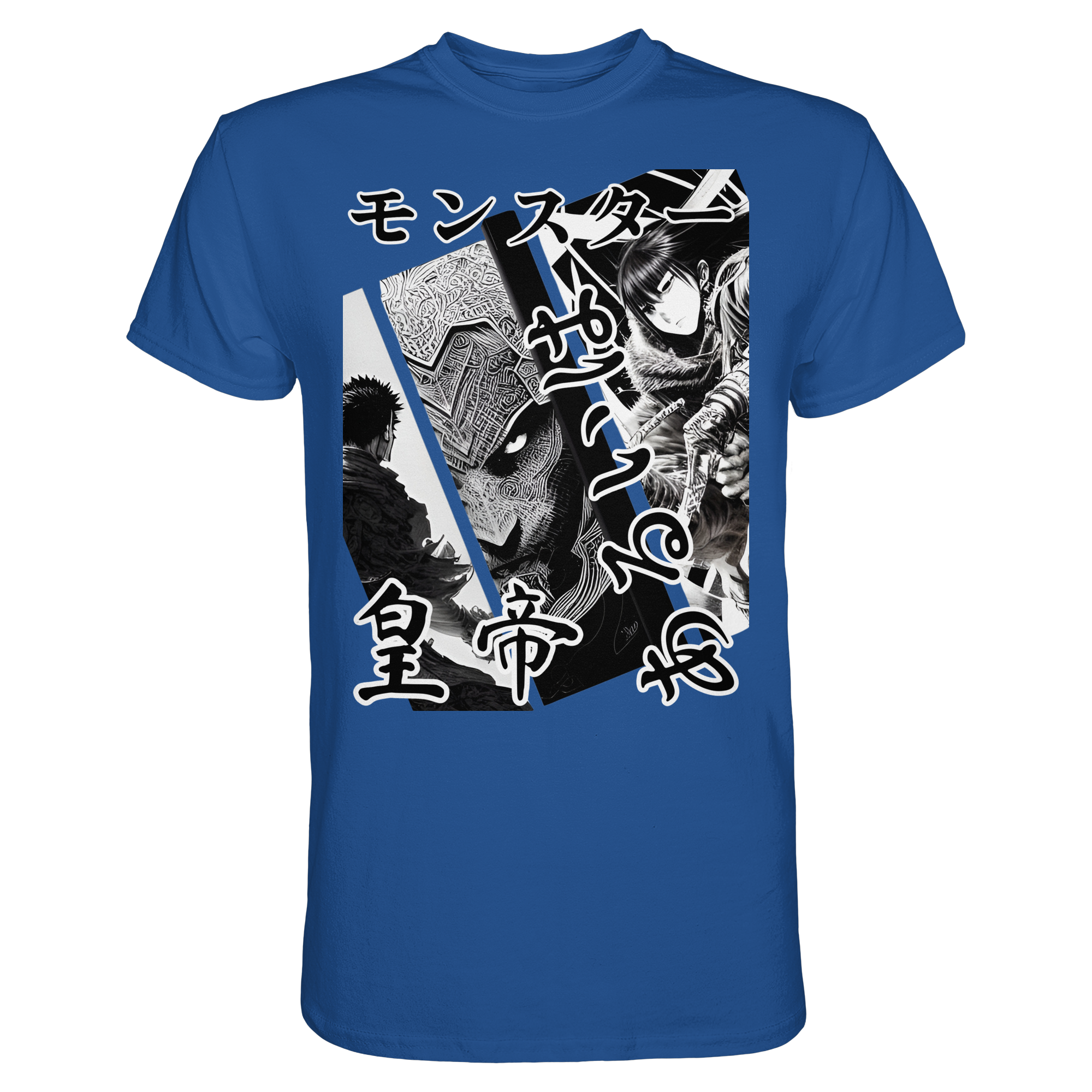 Herren- und Damen-Tenno Premium-Shirt von Banpuku in königsblau, vorneansicht, weiches Unisex-Shirt aus hochwertigem Material