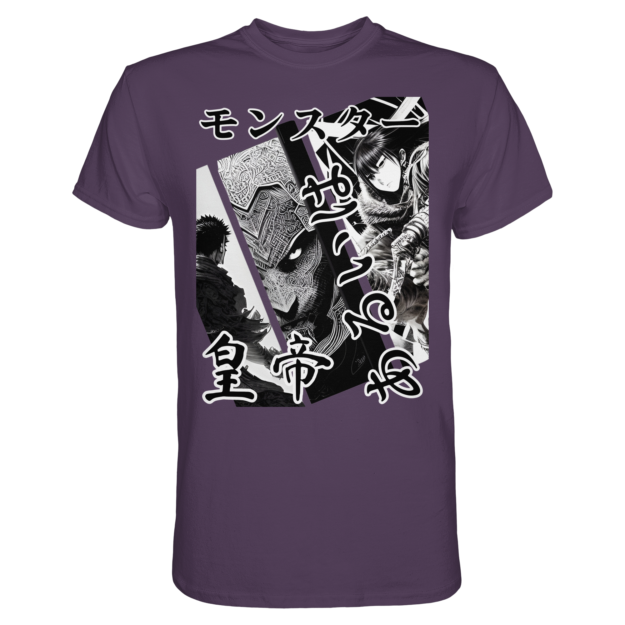 Banpuku Tenno Premium Unisex-Shirt in urban lila, vorderseitiges Design, bequeme Passform, modischer Streetwear-Look